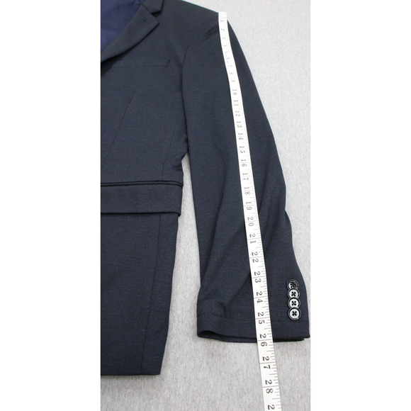 Express Blazer Mens 42R Blue Black Stretch Slim Fit Two Button Classic Jacket - Picture 9 of 11